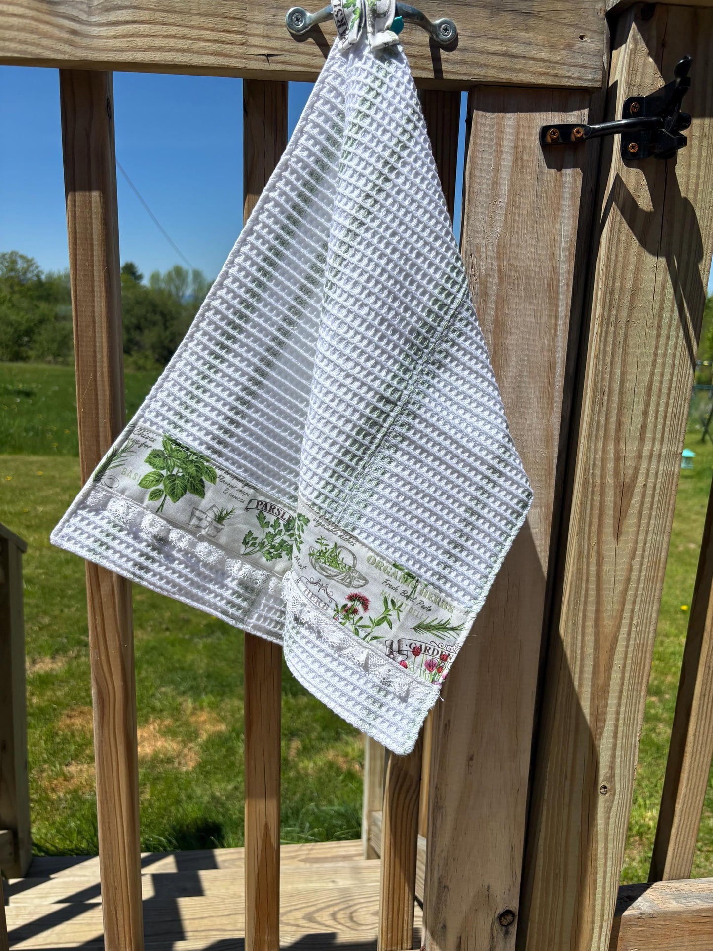 Botanical Herb Garden Tea Towels, Dish Cloths, Pot Holders Set