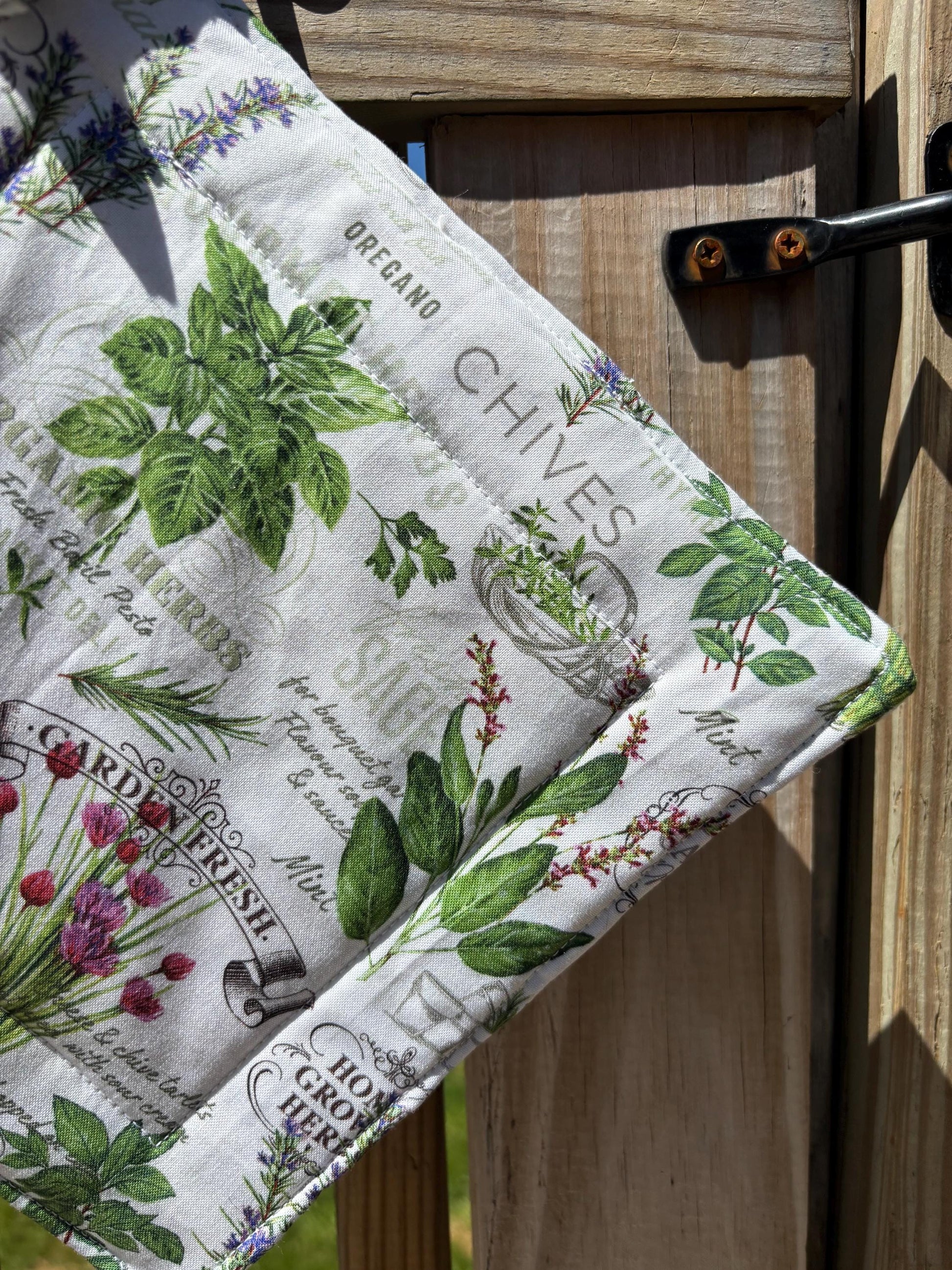 Botanical Herb Garden Tea Towels, Dish Cloths, Pot Holders Set