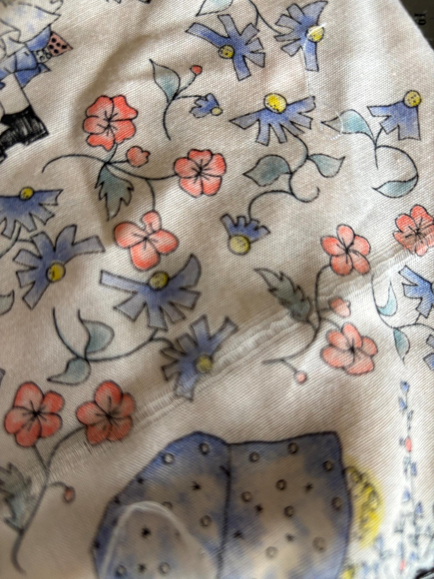 Vintage Holly Hobbie Fabric Lot with Handmade Child's Dress | 1970s Cotton Print