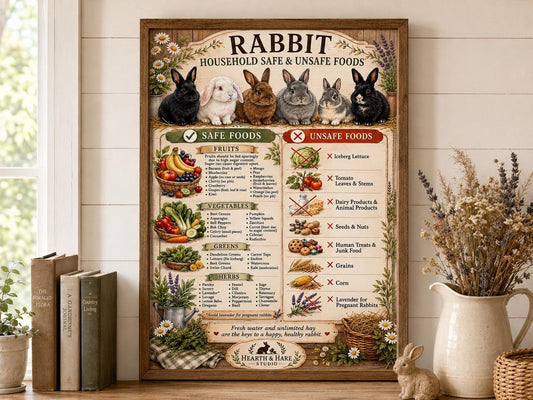 Rabbit Safe Unsafe Foods Chart | Farmhouse Bunny Care Guide (Digital Download)