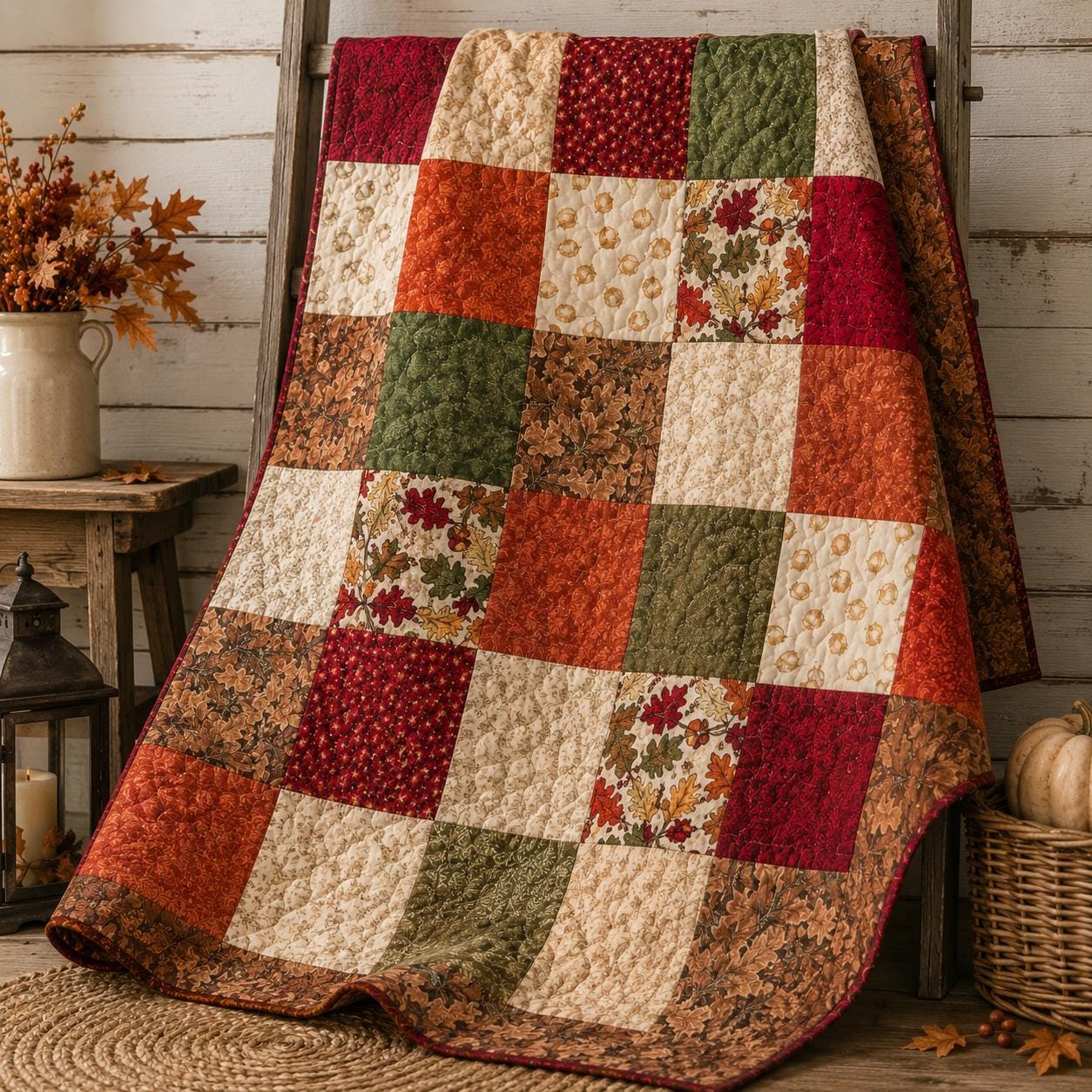 Autumn at Windy Acres Fabric Bundle | 6.5” Autumn Project Squares | 42 Piece Cotton Quilt Fabric Pack | Hearth & Hare
