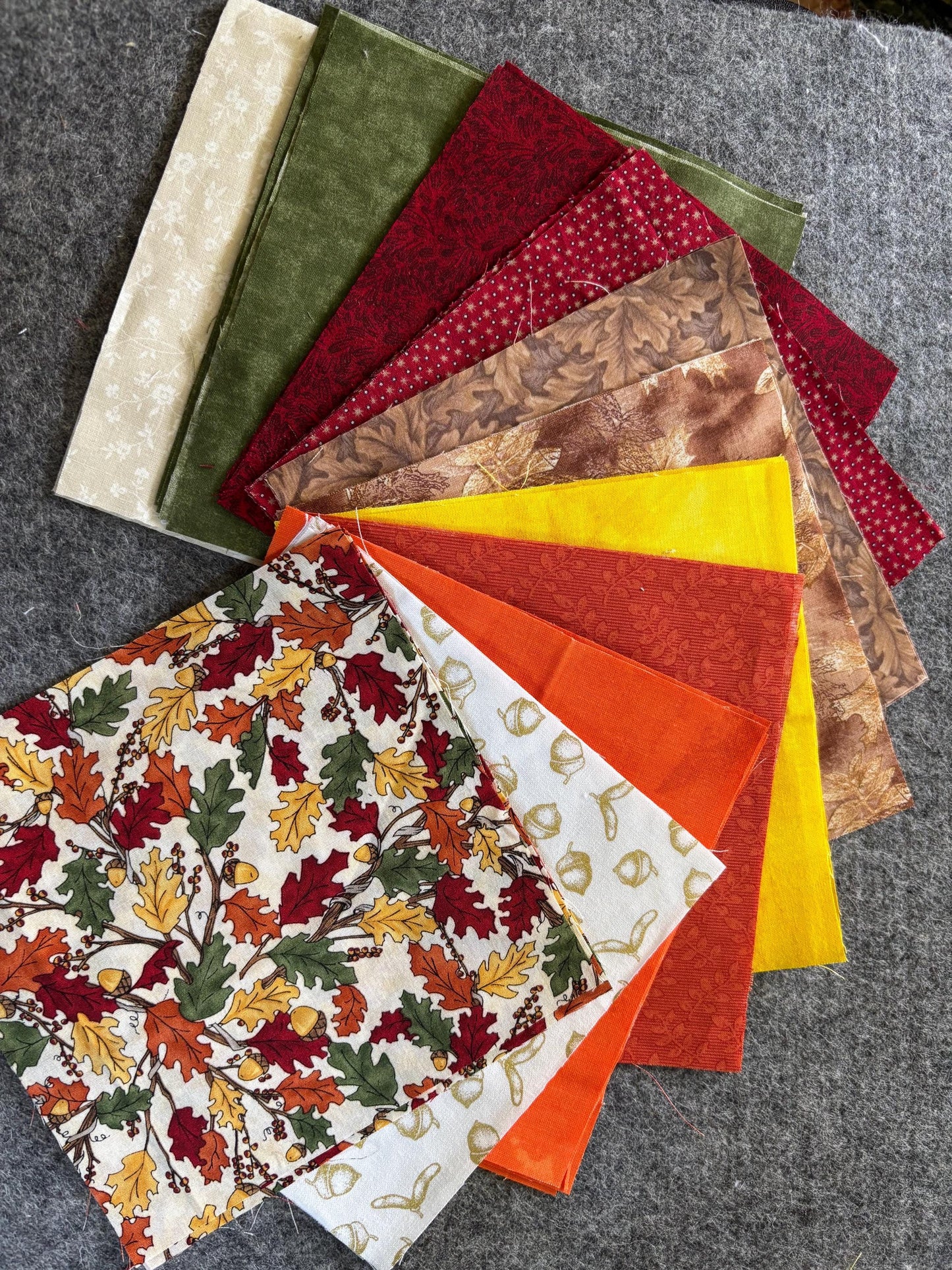 Autumn at Windy Acres Fabric Bundle | 6.5” Autumn Project Squares | 42 Piece Cotton Quilt Fabric Pack | Hearth & Hare
