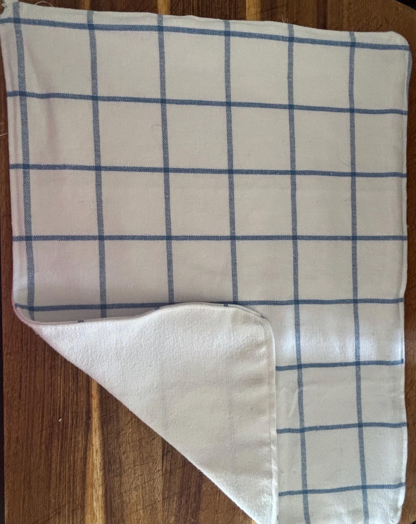 Blue Farmhouse Hanging Towels, Upcycled Reusable Cotton with Loops, 11 x 15 Inches