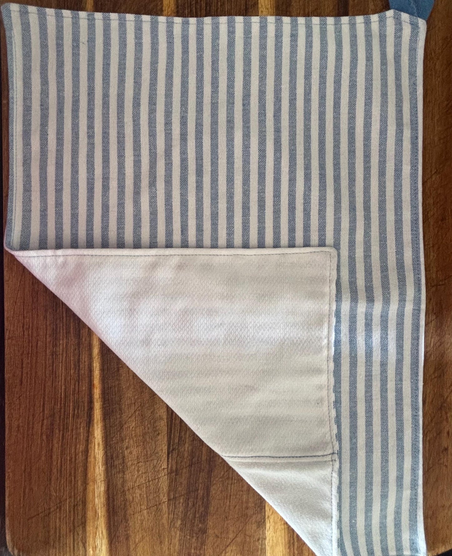 Blue Farmhouse Hanging Towels, Upcycled Reusable Cotton with Loops, 11 x 15 Inches